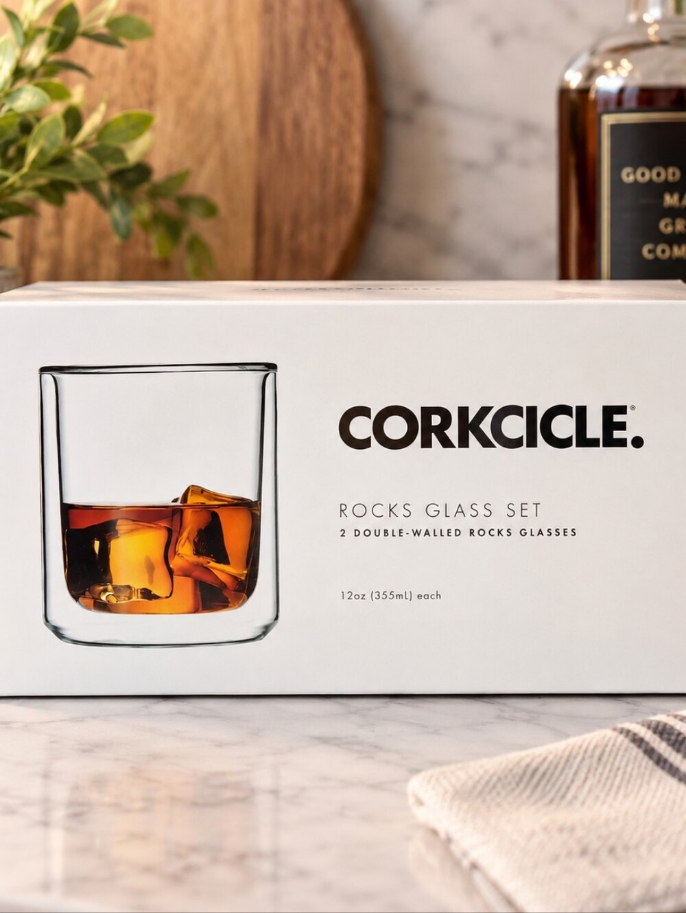 CORKCICLE Rocks Glass Set 2 Double-Walled 12oz Clear Glasses New in Box